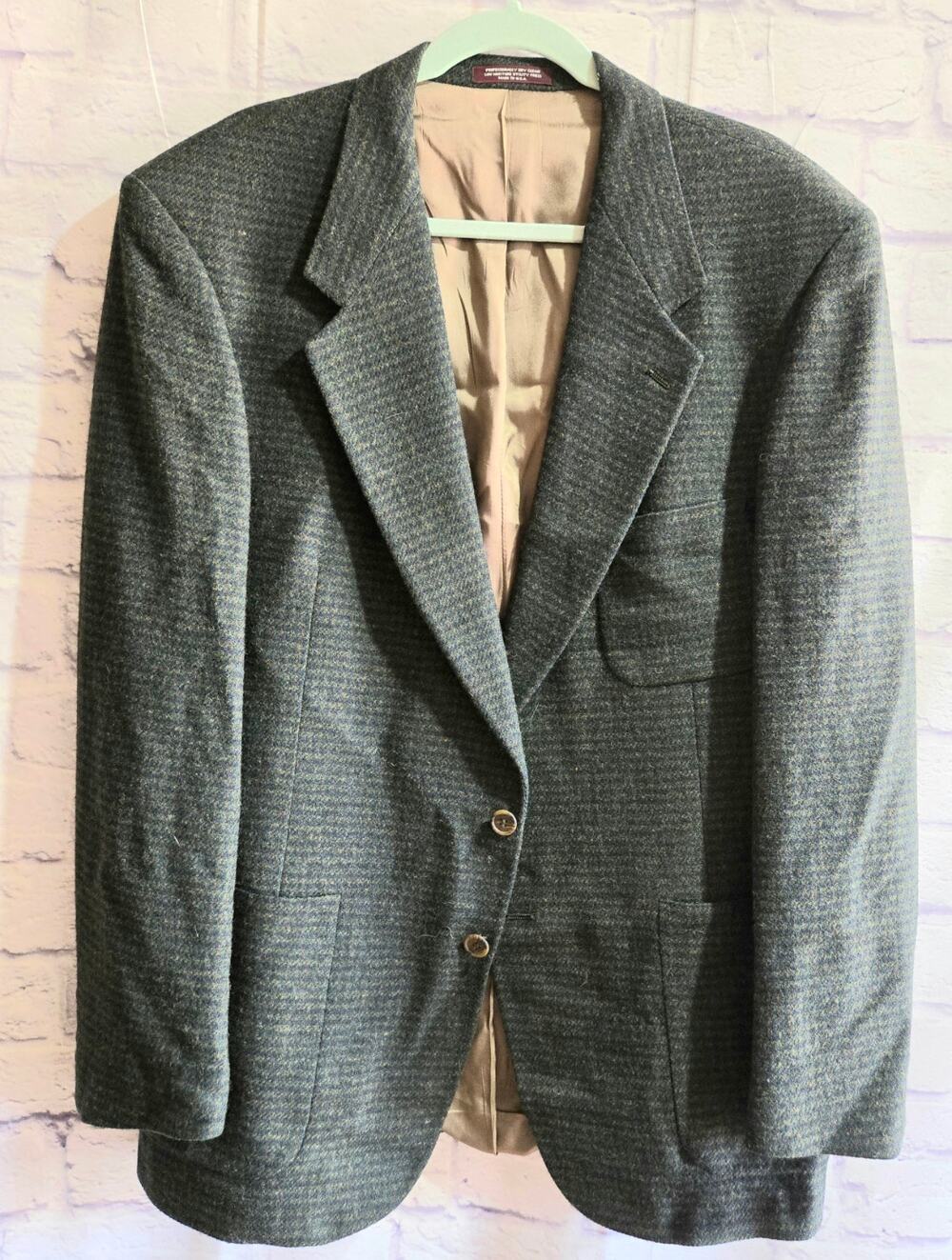 Evan-Picone Tlrd for Hecht's Mens Store 100% Wool Black Herringbone Blazer 46